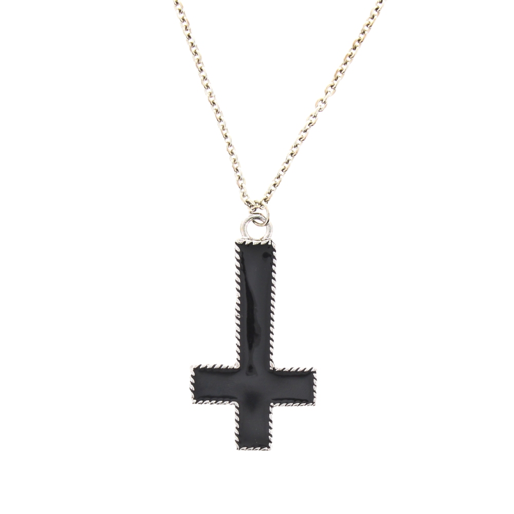 Zac's Alter Ego - Upside down Black cross Collier - Noir